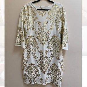 SINRGAN | White and gold sequin dress XL